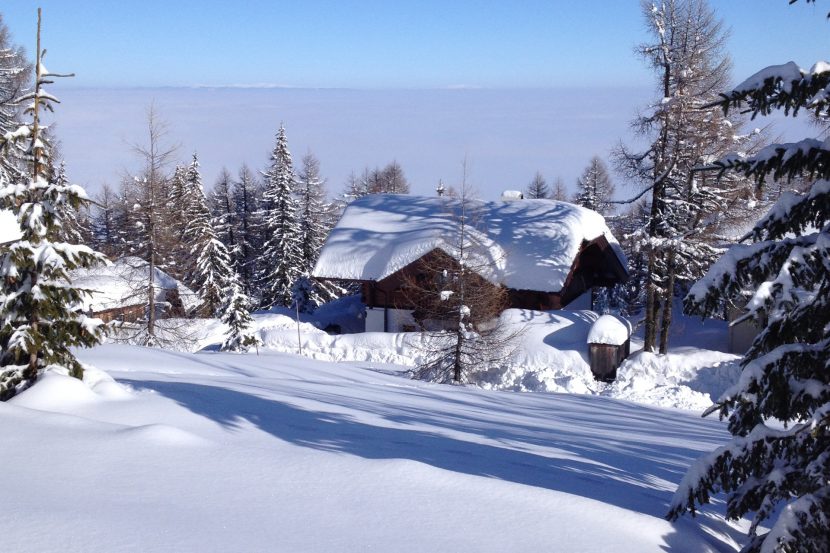 Winterlandschaft mit Mari´s Berghütte auf der Gerlitzen